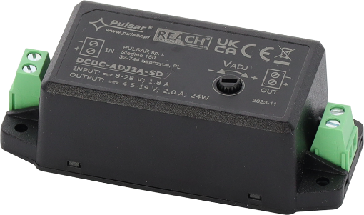 Billede af DC/DCADJ2A-SD Spændingsregulator IND: 8-28VDC, UD: 4,5-19VDC 2A